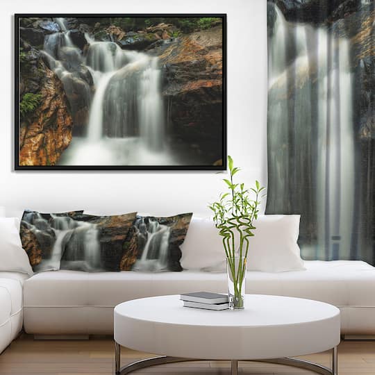 Designart - Slow Motion Waterfall on Rocks